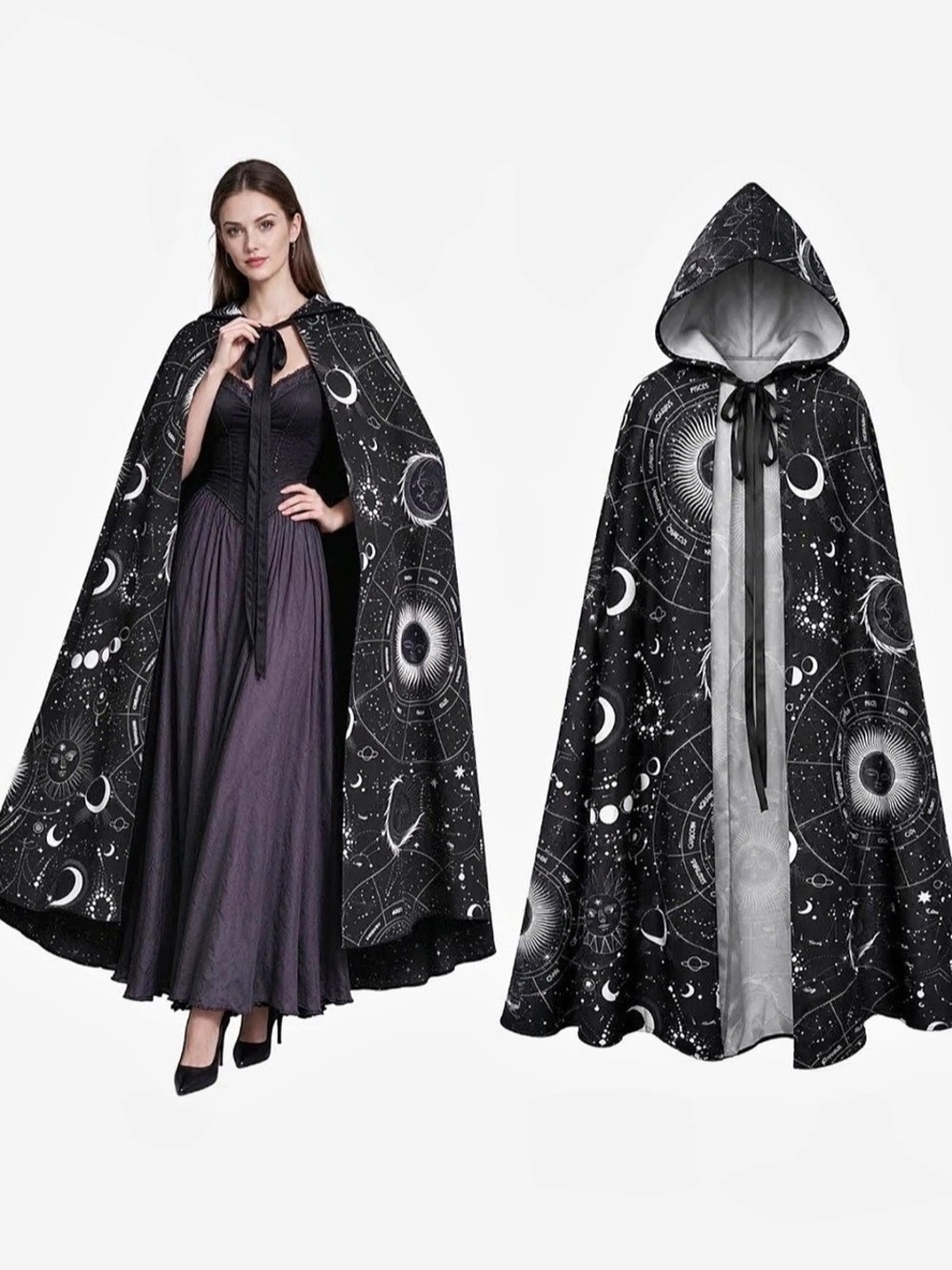 Adult Hooded Moon Print Cape Size, One Size, NWT